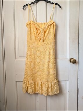 City Studio Yellow Lace Midi Dress with Ruffle Hem